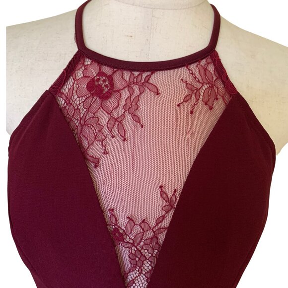 Lulus Burgundy Red Lace Backless Skater Fit & Flare Mini Dress XS - Picture 5 of 12